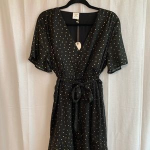 COPY - Black and Gold Metallic Polkadot Dress